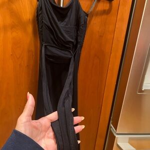 Free people NWT never worn black summer dress w tie waist lightweight cotton